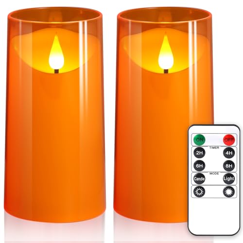 NURADA Flackernde flammenlose Kerzen: 3D-Docht, unzerbrechliches Kunstglas, batteriebetriebene LED-Stumpenkerzen, Acryl-Batterie-Kerzen mit Fernbedienung und Ti