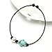 SOFYBJA PearlyPearls Single Freshwater Pearl Bracelet with Turtle Turquoise on Leather Cord Adjustable Jewelry 7.8'' Black
