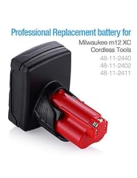 Powerextra 5000MAh - Batería de repuesto para Milwaukee M12 Milwaukee 48-11-2411 LITHIUM de 12 V (batería de iones de litio inalámbrica), 2 unidades