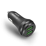iXCC Premium 36W Quick Charge 3.0 Car Charger Dual Port, QC 3.0 Car Charging Adapter Port for Galaxy S8 S6 Edge Plus,Note 5 and 2.4A Optimal for iPhone 7 6s Plus,iPad Pro Air mini,LG,Nexus,HTC - Black