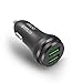 iXCC Premium 36W Quick Charge 3.0 Car Charger Dual Port, QC 3.0 Car Charging Adapter Port for Galaxy S8 S6 Edge Plus,Note 5 and 2.4A Optimal for iPhone 7 6s Plus,iPad Pro Air mini,LG,Nexus,HTC - Black