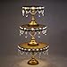 Aurora 3-Piece Gold Rechargeable LED Cake Stand Set, Round Metal Crystal Cupcake Dessert Display Pedestal Wedding Party Display, Chargers Included