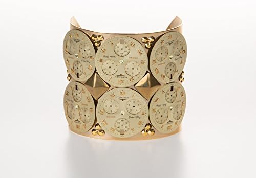 Stunning Gold Bracelet Cuff with Genuine Vintage Longines Watch Faces