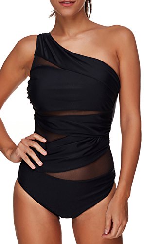 Imilan one piece monokinis off-shoulder mesh swimsuit s…