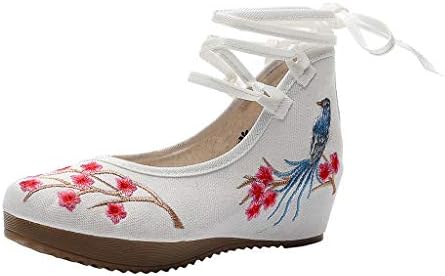 Shoes Womens, EVA Lady Summer Round Head Canvas Embroidered Shoes Chinese National Wind with Buckle Flower Bird