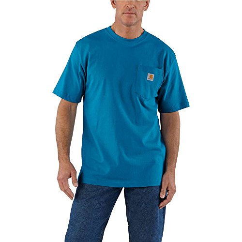 CARHARTT Men's Workwear Pocket Shirt, S/S Island Blue 477 L
