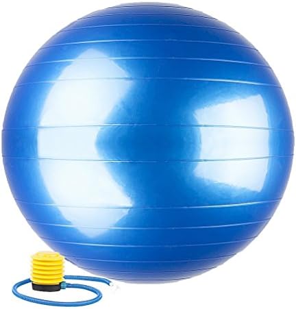 Evaline Stability Anti Burst Slip Resistant Exercise Balance Fitness Swiss PVC Yoga Ball With Foot Pump Blue