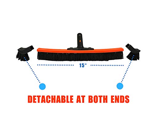 Daveyspa Light 18'' Handle Poly Carbon Material Swimming Pool Brush PP Bold Brush Wall, Tile and Floor Curved Cleaning Brush, Removable on Both Sides