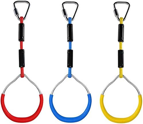 Glossia Swing Bar Rings 3PCS adjustable Colorful Swing Gymnastic Rings for Kids Boys Girls Weatherproof Outdoor Gymnastic Ring Ninja Obstacle Course Kit