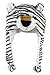 Bioterti Plush Fun Animal Hats –One Size Cap - 100% Polyester With Fleece Lining (White Tiger)