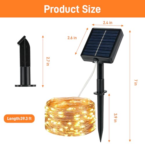 LShun Solar String Lights Outdoor (Warm White), 2-Pack Total 80FT/200 LED Solar Garden Lights Waterproof, 8 Modes Indoor and Outdoor Fairy Lights Copper Wire Lighting for Patio Yard Party Christmas, W