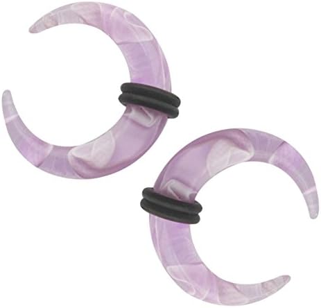 One Pair (2pcs) Transparent Purple Acrylic Buffalo Pincher Taper (6mm 2g)