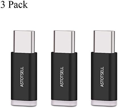 ASTOTSELL USB Type C Adapter, 3-Pack USB-C to Micro USB Connector Convertor for Samsung Galaxy S9 S8 Plus Note 8 MacBook Pixel and More (3-Pack, Black)