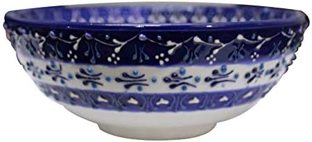 TURKCERAMICS Handcrafted Turkish Ceramic Serving Dinner Bowl for Kitchen Tableware Multicolor