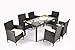 Baner Garden 7 Pieces Outdoor Furniture Complete Patio PE Wicker Rattan Garden Dining Set, Full, Black