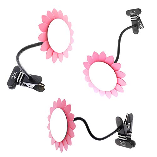 ClipOn Convex Desk and Cubicle Mirror to See Behind You. Pink Flower