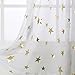 Gold Star Print Curtains for Nursery Kids Bedroom Cute Twinkle Stars with White Trasparent Voile Window Drapes for Living Room Grommet 2 Panels 54 W by 63 L inch Curtain by GD