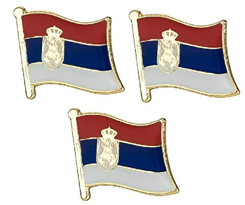Pack of 3 x Flag of Serbia metal pin badges Застава Србије Пин Значке