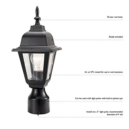Design House 507509 Maple Street Indoor/Outdoor Post Light, Black