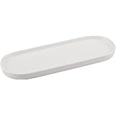 VanEnjoy White Vanity Tray for Bathroom Counter, Long Narrow Tray Ceramic Tray for Kitchen Counter for Soap Bottles