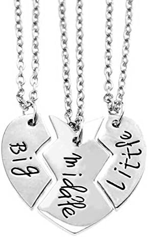 open shopping 3pcs/Set Big Middle Little Stylish Family Member Sister Brother Pendant Necklace