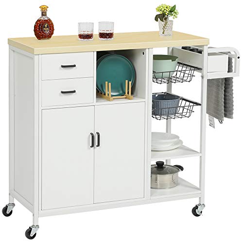 Hasuit Storage Kitchen Island Cart on Wheels, Home Bar Serving Cart