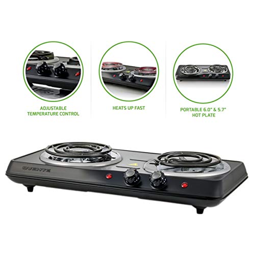 Ovente-Electric-Double-Coil-Burner-6-Inch-Hot-Plate-with-Fire-Resistant-Metal-Housing-and-Adjustable-Temperature-Control-1000-Watts-Indicator-Light-Portable-Non-Slip-Rubber-Feet-Black-BGC102B
