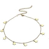 Chereda Charming Women's Golden Stars Tassel Necklace Clavicle Chain Fashion Exquisite Stainless Steel Necklace Jewelry For Women Valentine's Day Gift