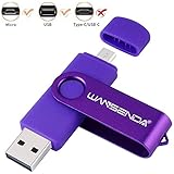 Micro Thumb Drive Wansenda OTG USB Flash Drive Keychain Pen Drive 16GB 32GB 64GB 128GB for Android Devices/PC/Tablet/Mac (16GB, Purple)