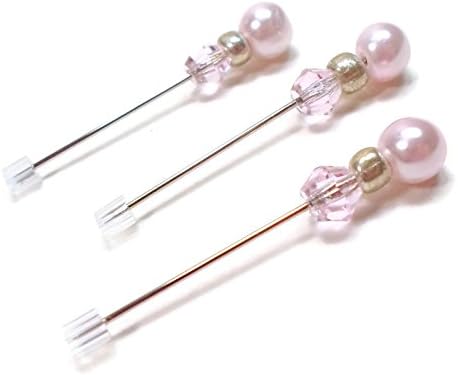 Pink, Silver Beaded Cross Stitch Counting Pins