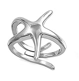 Sterling Silver Women's Unique Starfish Ring Polished 925 Band 21mm Sizes 5-10