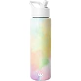 Simple Modern Water Bottle with Straw Lid | Vacuum Insulated Stainless Steel Metal Thermos | Reusable Leak Proof BPA-Free Flask for Sports Gym | Summit Collection | 30oz, Cotton Candy Tie Dye