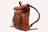 16"x 14" inches Handmade Leather Roll Top Backpack / Rucksack - Vintage Retro Looking
