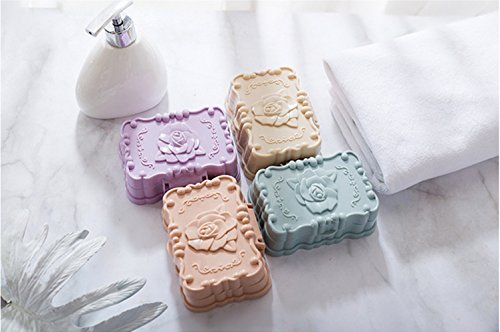 Youzpin Rose Printing Double-Deck Draining Board with Lid Plastic Soap Box,Bathroom Keep Soap Dry Waterproof Soap Dish,Travel Protection Soap Holder~(2 Pack Soap Dish)
