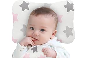 WelsLife Soft Baby Hypoallergenic Head & Neck Support Organic Cotton Cover Machine Washable (Babystar Pink)