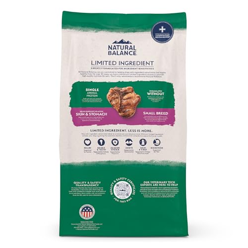 NATURAL BALANCE LIMITED INGREDIENT SMALL-BREED ADULT DRY DOG FOOD WITH HEALTHY GRAINS, LAMB & BROWN RICE RECIPE, 4 POUND (PACK OF 1)