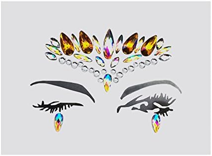 Rhinestone Mermaid Face Jewels Tattoo Sticker, Music Festival Face Diamond Stickers, Crystals Eyes Face Body Temporary Tattoos (O)