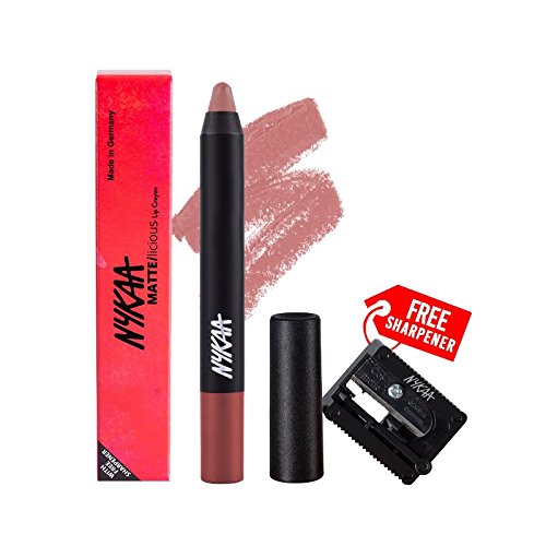 Nykaa MATTE-ilicious Lip Crayon - Lacy Luck (2.8gm) shade No 10 With Prove Your Point Cosmetic Sharpener