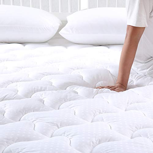 INGALIK Mattress Pad Queen size Fitted Mattress Topper Cotton Top Pillow Top Quilted 8-21Inch Deep Pocket Down Alternative Cooling Mattress Pad Cover - Thumbnail 4