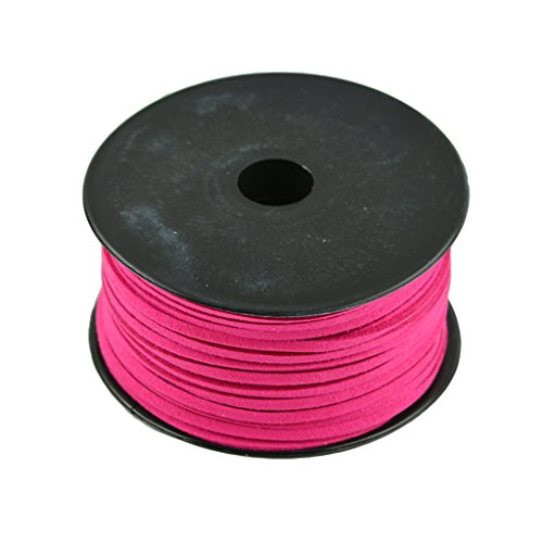 Baosity 3mm Faux Suede Cord Leather Velvet Beading Thread For Bracelet Necklace DIY Crafts - Deep Pink 50yd