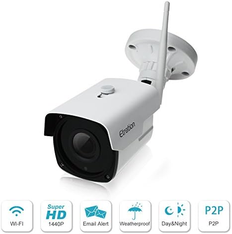Etration Super HD Onvif Security Camera,1440P Wireless WiFi IP Surveillance Bullet Camera,4MP (2560x1440P) with 2.8-12mm Manual Zoom Lens,Night Vision, Motion Detect, Email Alert, Remote View