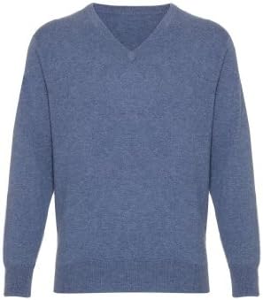 Mens Cashmere V Neck Sweater, Denim, XXX-Large