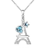 Pealrich Swarovski Necklace for Mom, Eiffel Tower Pendant Jewelry with Swarovski Crystals Birthday Mother's Day Necklace Gift