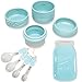 Mason Jar Kitchen Utensil Set - Includes Measuring Cups + Spoon Rest + Measuring Spoons (Blue)