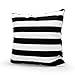 Lavievert Decorative Cotton Canvas Square Throw Pillow Cover Cushion Case Handmade Black and White Stripe Toss Pillowcase with Hidden Zipper Closure 18 X 18 Inches (For Living Room, Sofa, Etc)