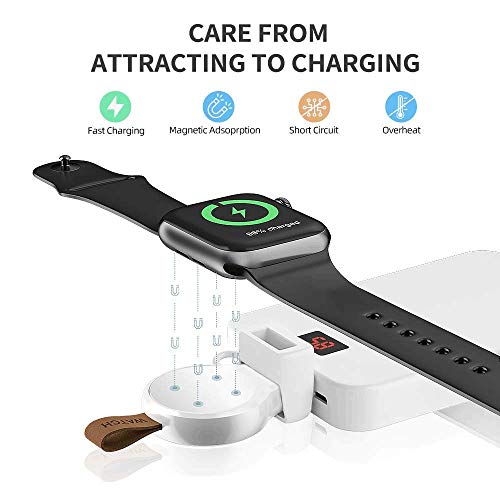 Wireless Charger for Apple iWatch Charger,MQOUNY Magnetic Wireless Portable Apple Watch Charger Dock Compatible for Apple Watch Series 1 2 3 4 5 44mm 40mm 42mm 38mm (White)