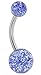 Forbidden Body Jewelry 14g Grade 23 Titanium Blue Ultra Glitter Acrylic Double Ball Belly Button Ring