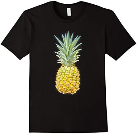 Mens Nerdy Laundry: Pineapple Over Halftone Funny Festive Tshirt. Medium Black