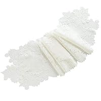 Xyanzi Table Runners Table Runner for Table Decoration,Pure White Linen Cotton Lace Dining Table Runner Piano Runner for Wedding Party Holiday Decorations (Color : White, Size : 35X180cm)