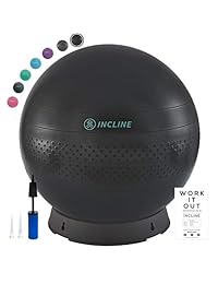 Incline Fit Base & Pump - Pelota de ejercicio (55 65 29.5 in, antipinchazos, para equilibrio, estabilidad, yoga, pilates)